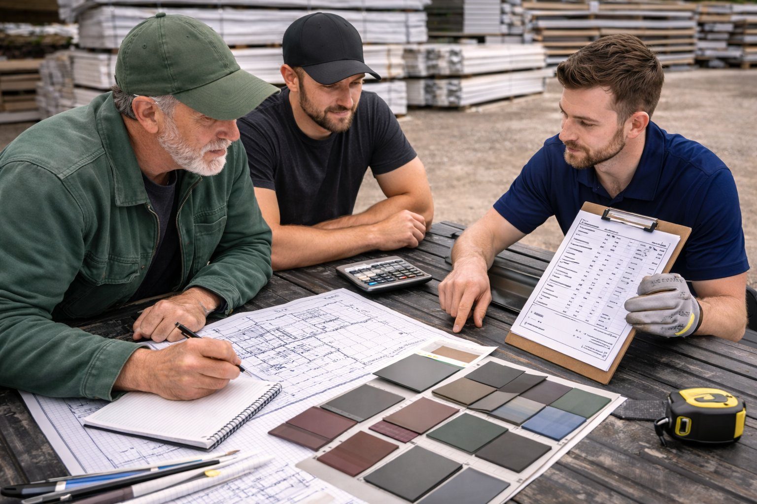 Selecting colour samples on the counter
