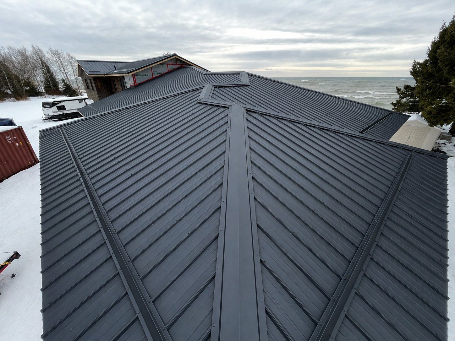 Finished steel-roofed home
