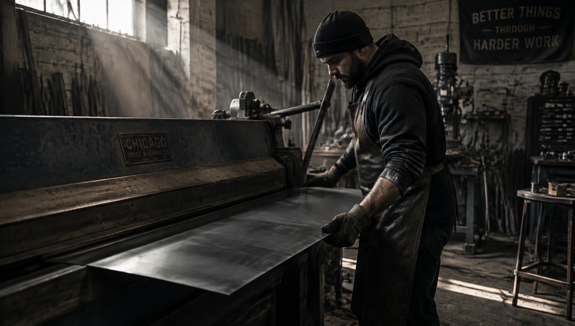 Working a sheet of steel on the brake